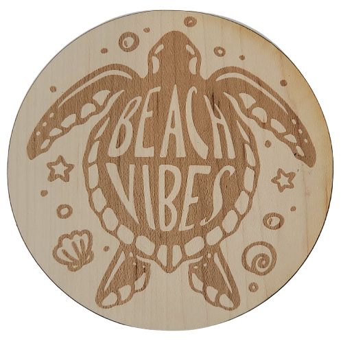 beach vibes turtle wood sticker
