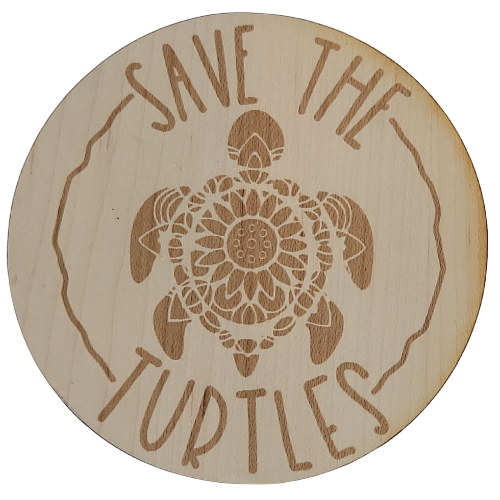 Save The Turtles wood sticker