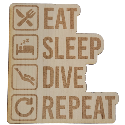 eat sleep dive repeat wood sticker