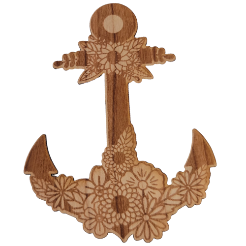 Flower Anchor wood sticker