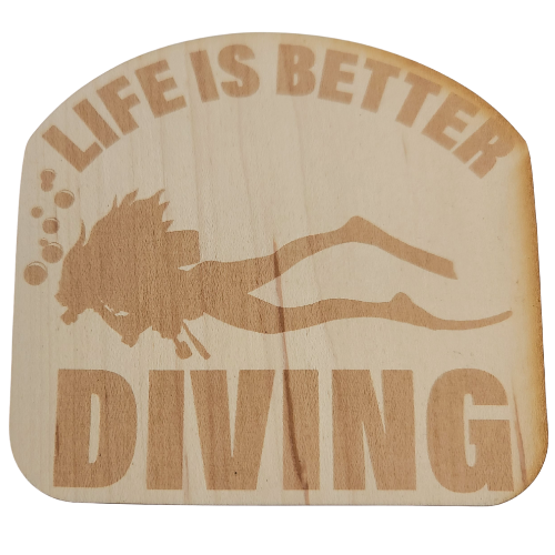 life is better diving wood sticker