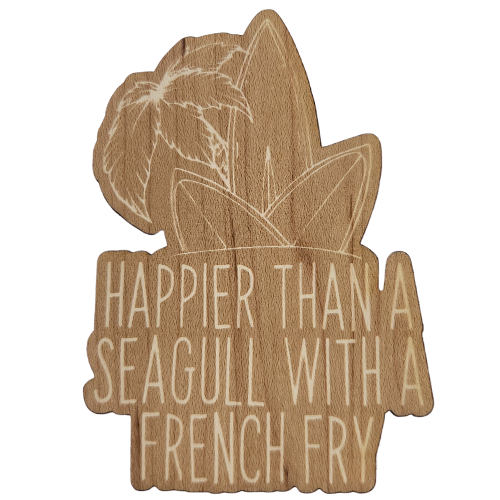 Happier Than A Seagull wood sticker