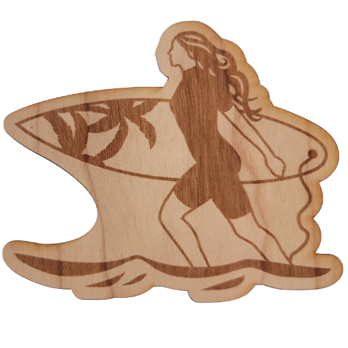 Surfer Girl wood sticker